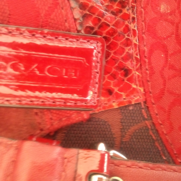 Coach Red Leather, Faux Snakeskin - Picture 14 of 14